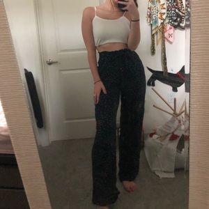 Navy and orange polka dot pants